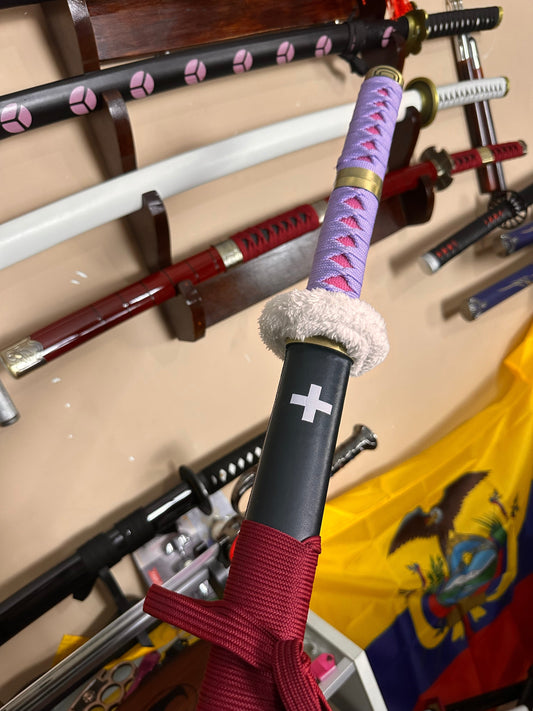 Katana De Metal Decorativa de Trafalgar Law One Piece morada 2da Version